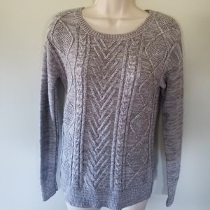 Gray Cable Knit Crew Neck Sweater Mossimo XS